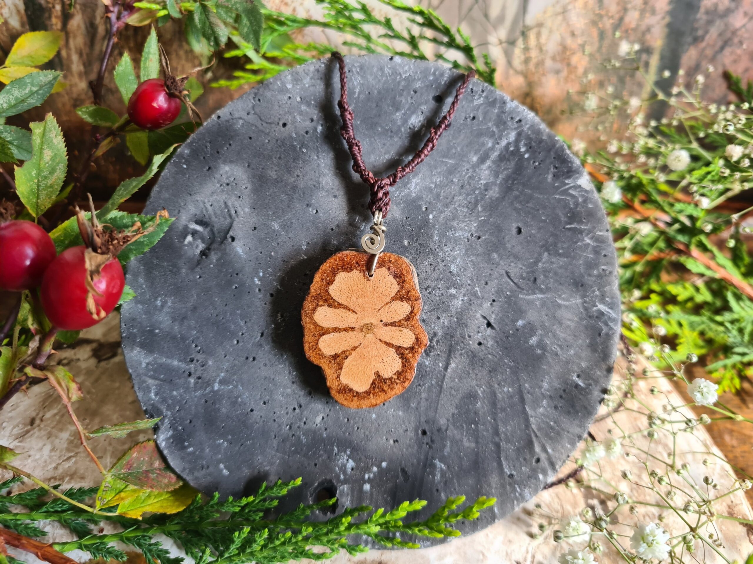 Ayahuasca vine slice necklace from the Amazon