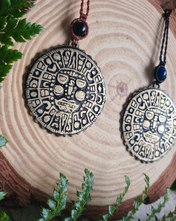 Golden Inca disc brass pendant