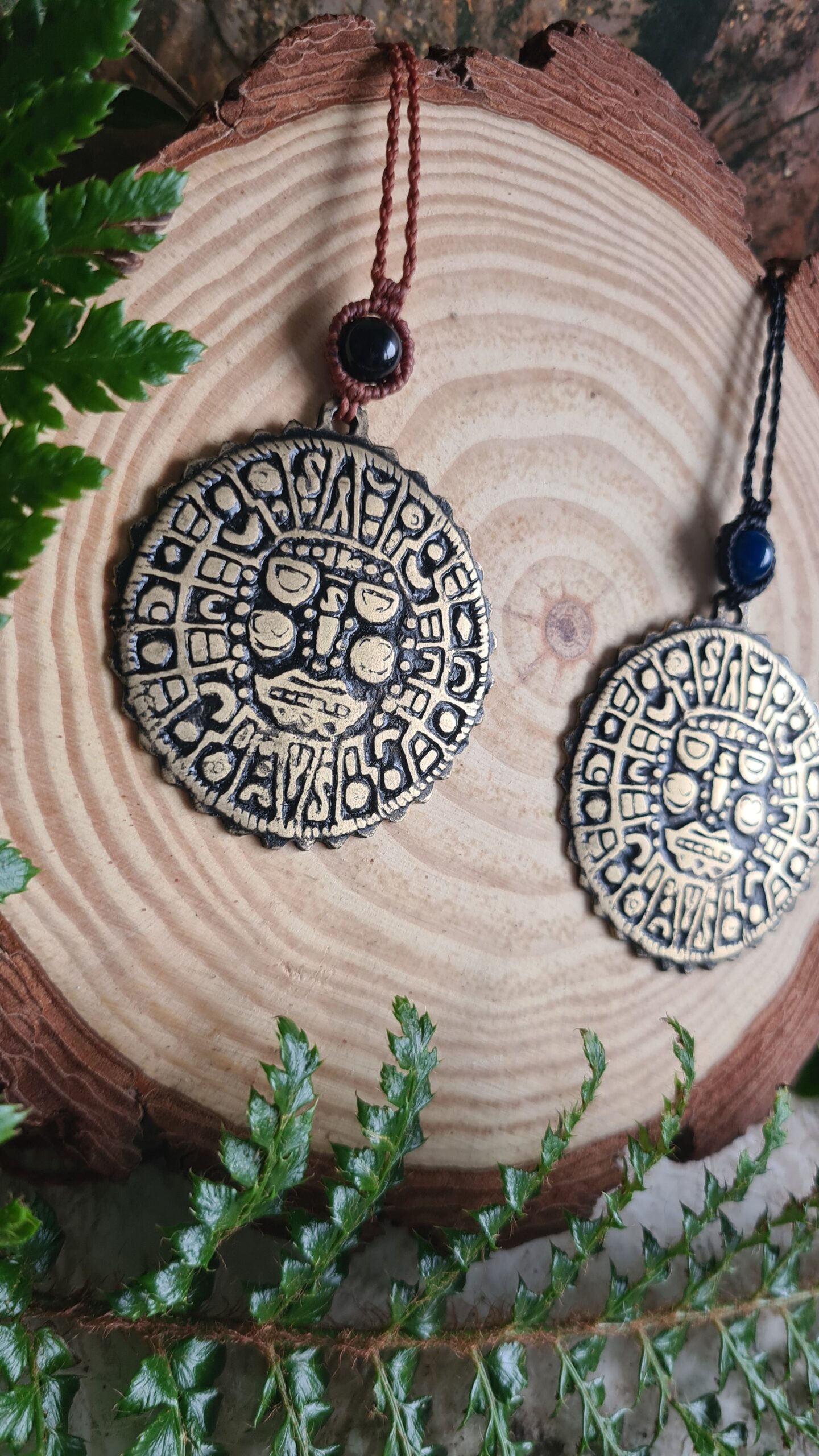 Golden Inca disc brass pendant