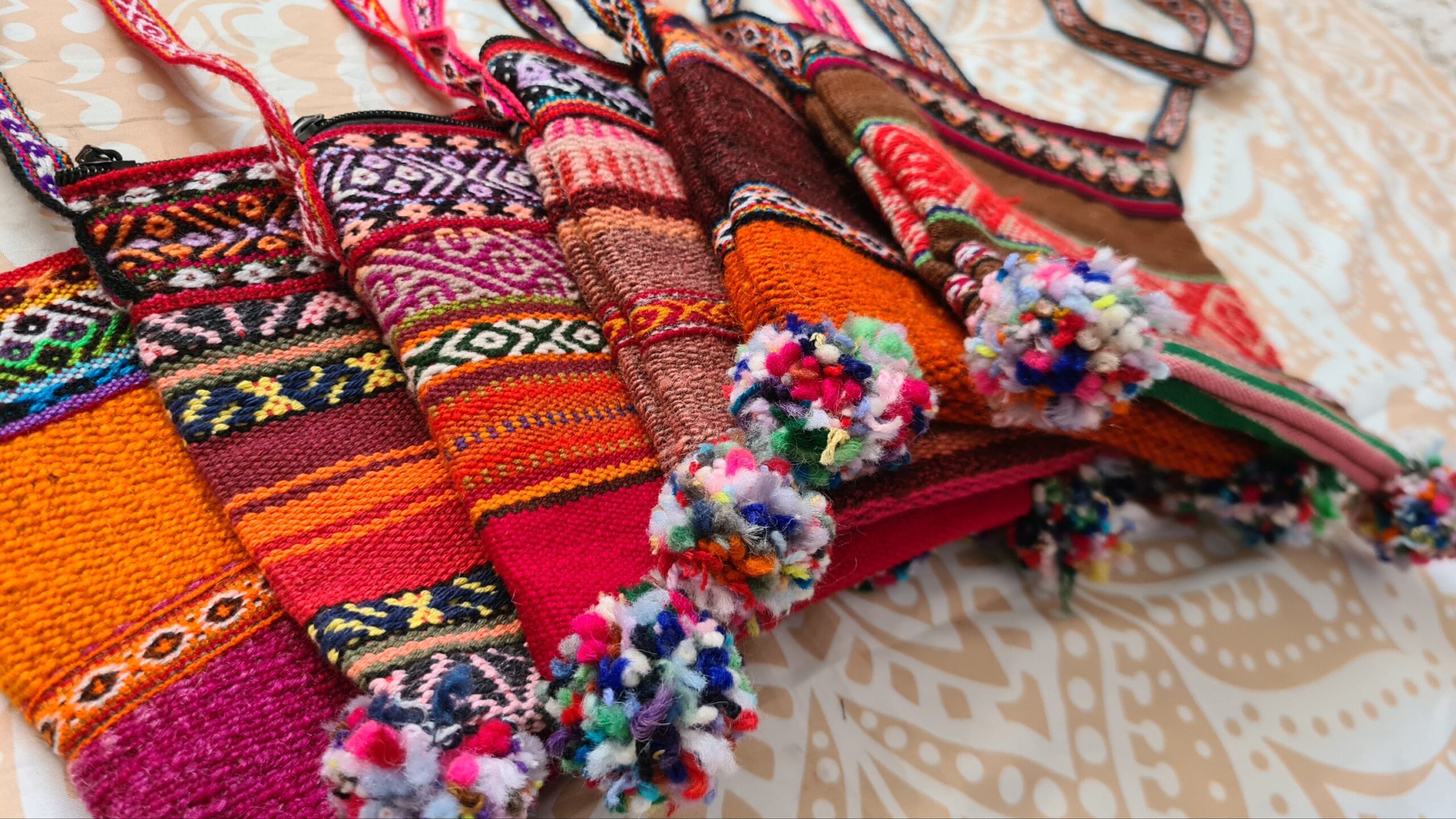 Alpaca wool colourful shoulder cross bag