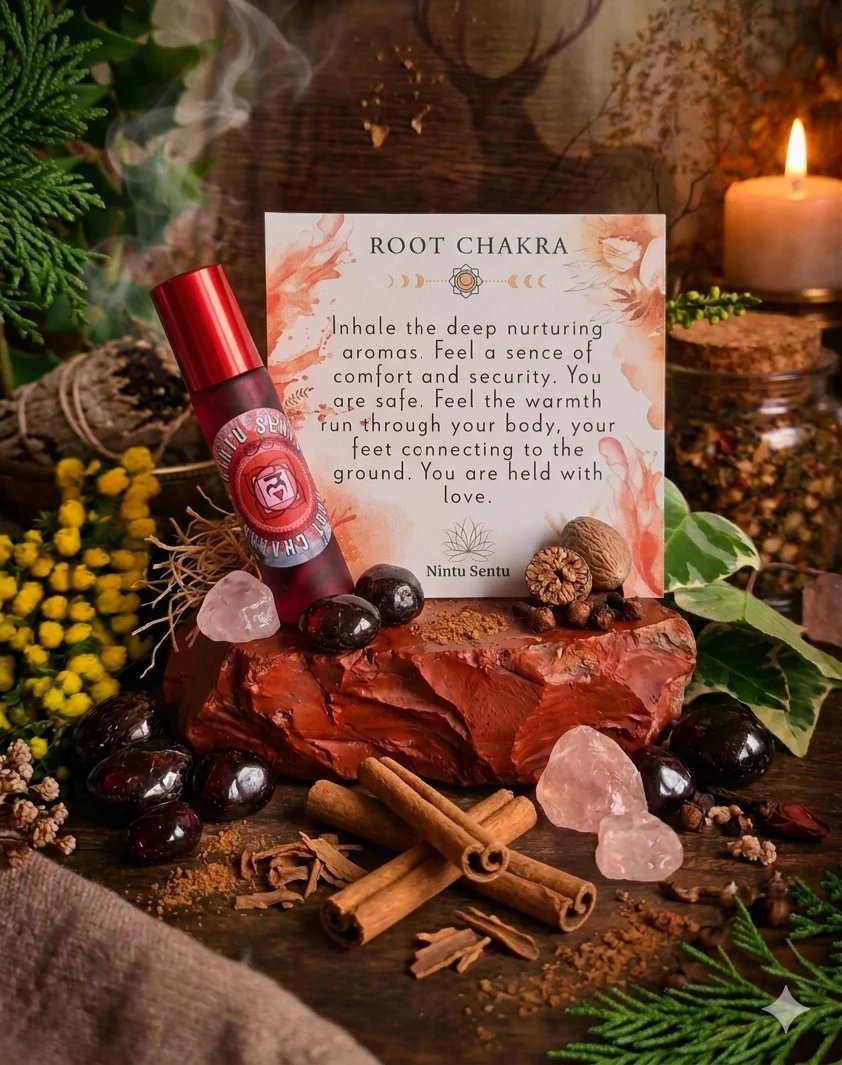 Base chakra and earth alingment elixir sacred geometry and crystal charged natural oil blend