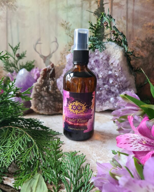 Violet Flame Auric cleansing and Transmutation spray with crystals essential oils high frequency vibration energy 100ml