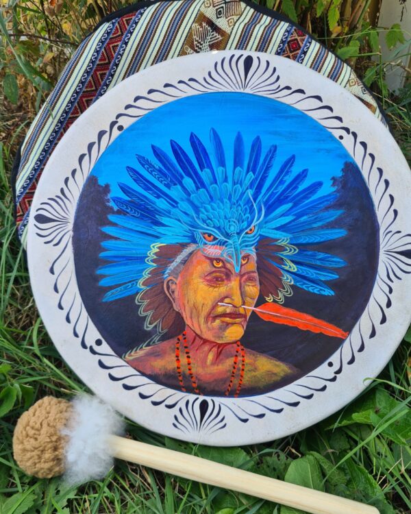 Handpainted shamanic drum with a case