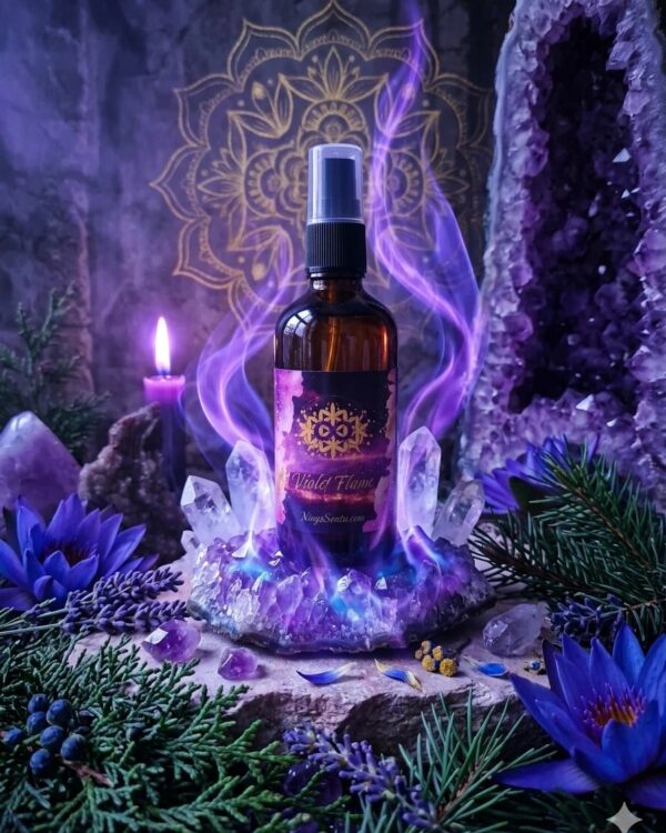 Violet Flame Auric cleansing and Transmutation spray with crystals essential oils high frequency vibration energy 100ml