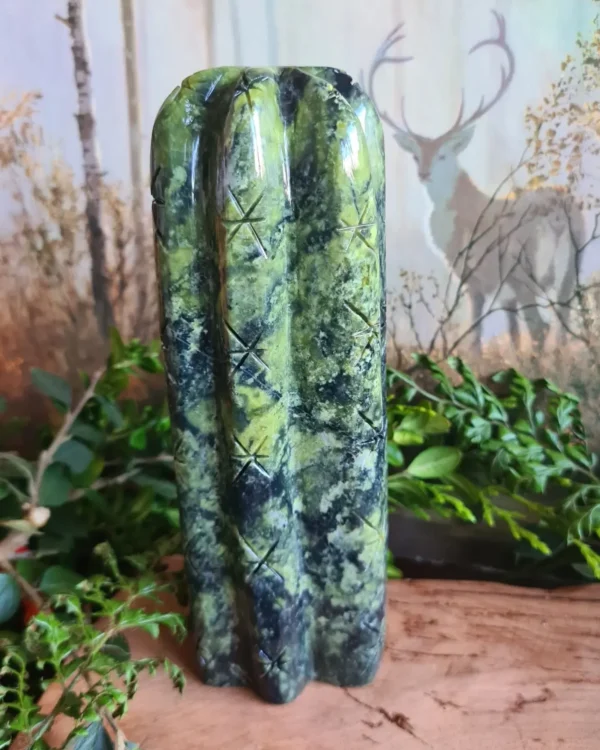 Large Serpentine stone San Pedro Wachuma cactus carving Huachuma