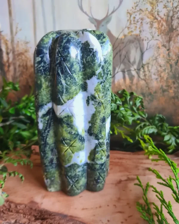 Large Serpentine stone San Pedro Wachuma cactus carving Huachuma Copy