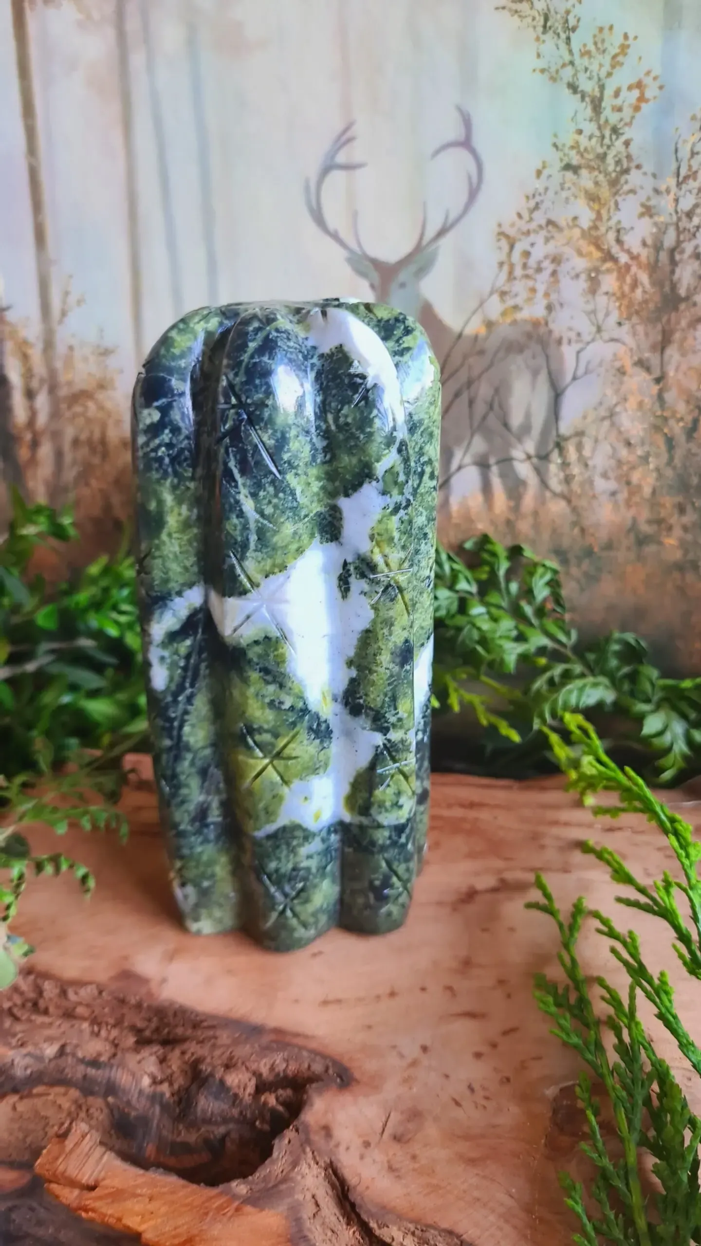 Large Serpentine stone San Pedro Wachuma cactus carving Huachuma Copy