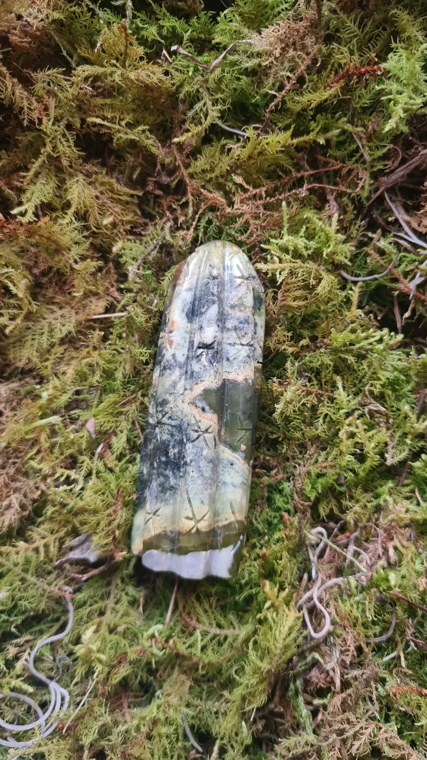 Serpentine stone San Pedro Wachuma cactus carving Huachuma