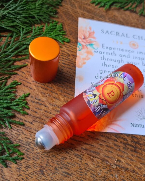 Sacral chakra and creative flow elixir high frequency Reiki Master sacred geometry and crystal charged natural oil
