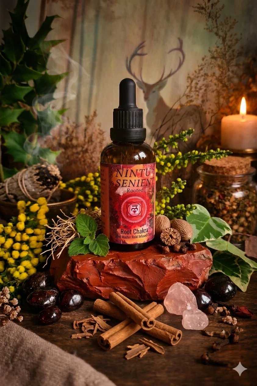 Base chakra and earth alingment elixir sacred geometry and crystal charged natural oil blend 50ml