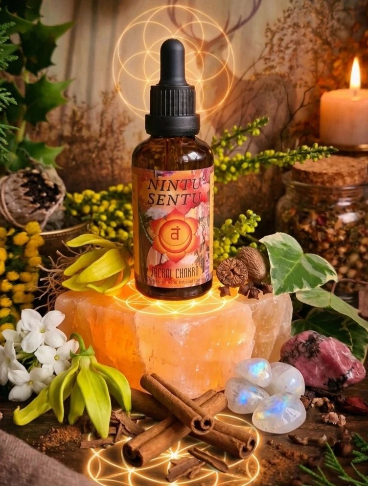 Sacral chakra and creative flow elixir high frequency Reiki Master sacred geometry and crystal charged natural oil 50ml