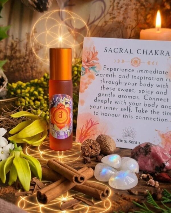 Sacral chakra and creative flow elixir high frequency Reiki Master sacred geometry and crystal charged natural oil