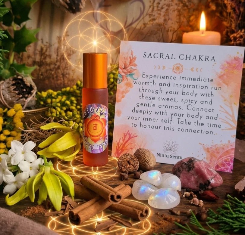 Sacral chakra and creative flow elixir high frequency Reiki Master sacred geometry and crystal charged natural oil