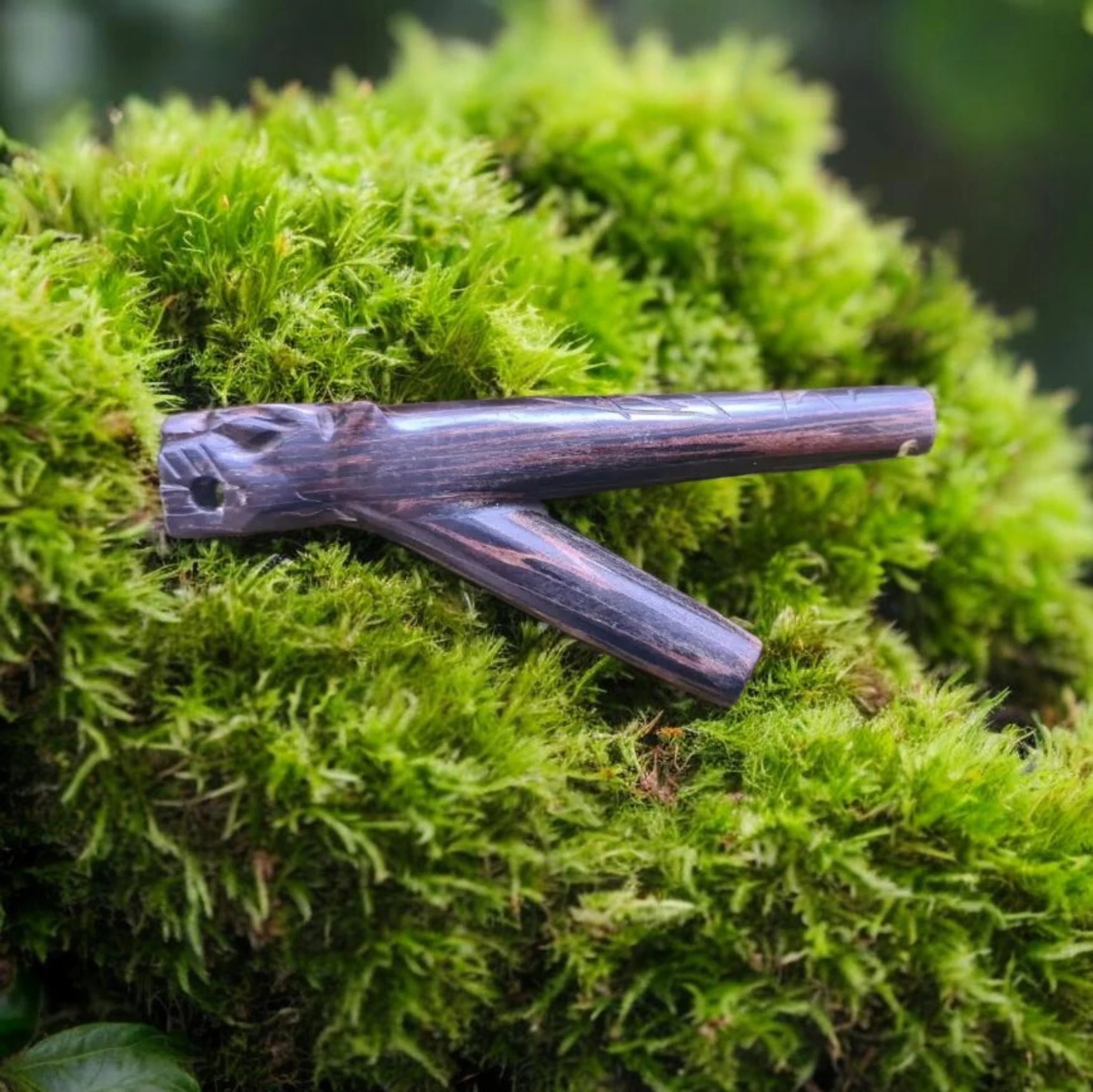 Wooden carved Jaguar kuripe animal totem shamanic ceremonial tool