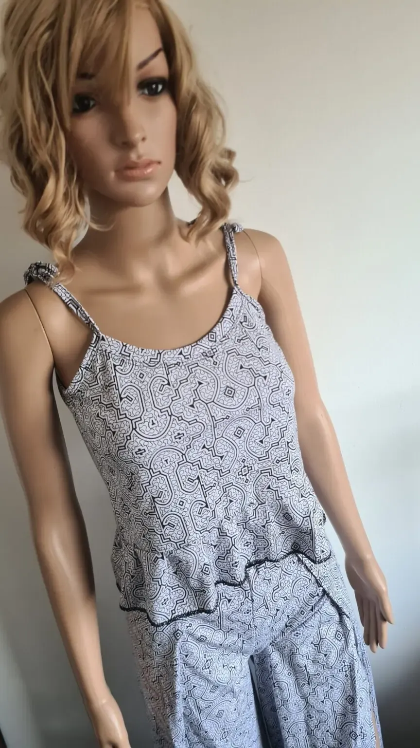Shipibo white and black print stretchy cotton set - Image 6