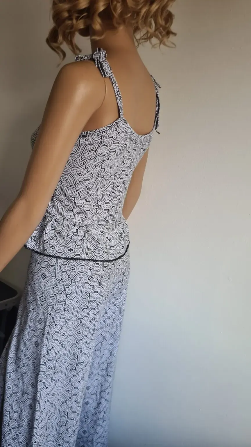 Shipibo white and black print stretchy cotton set - Image 7