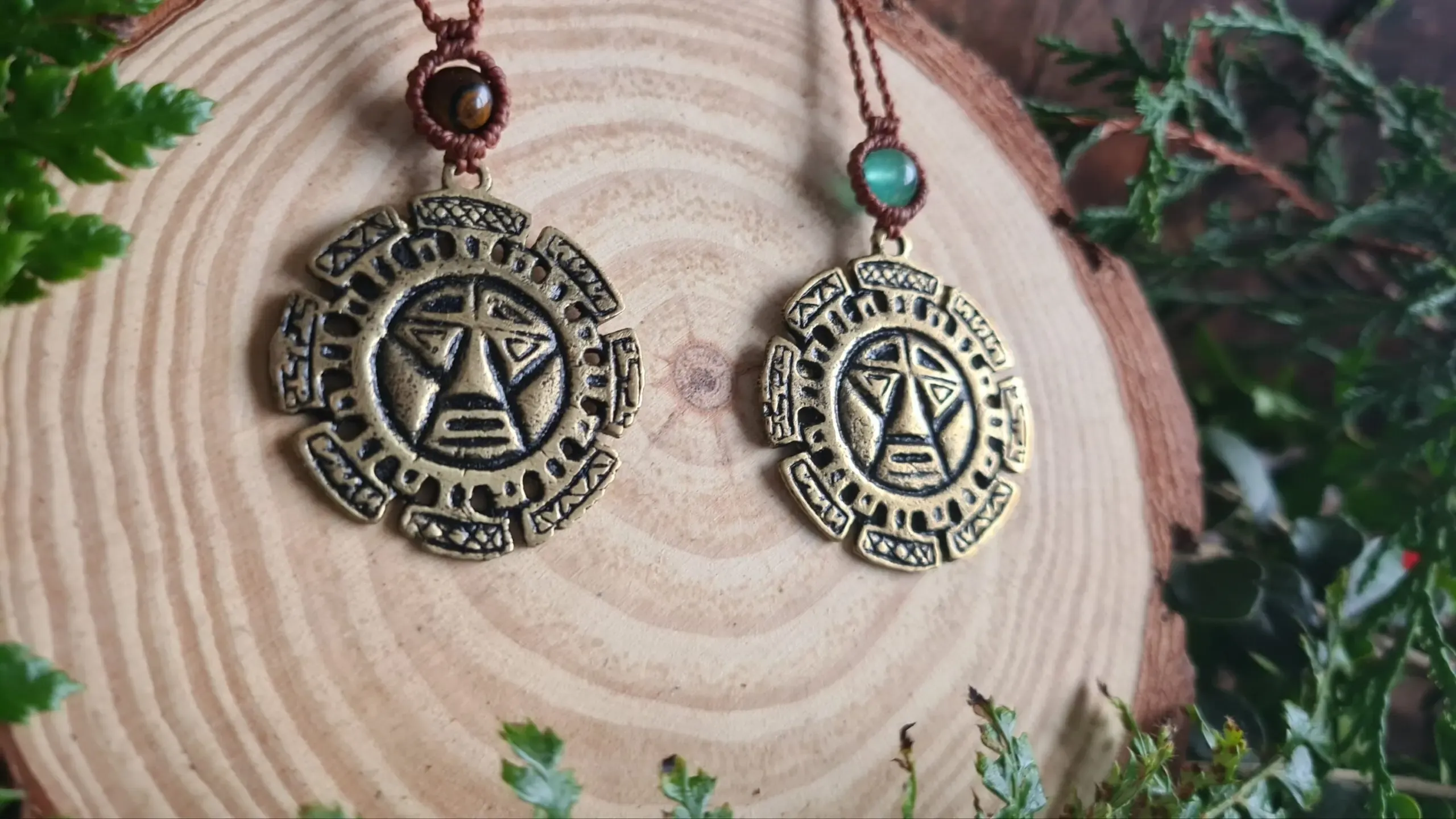 Celestial Inti golden Sun brass necklace Peruvian Inca cosmology traditional style