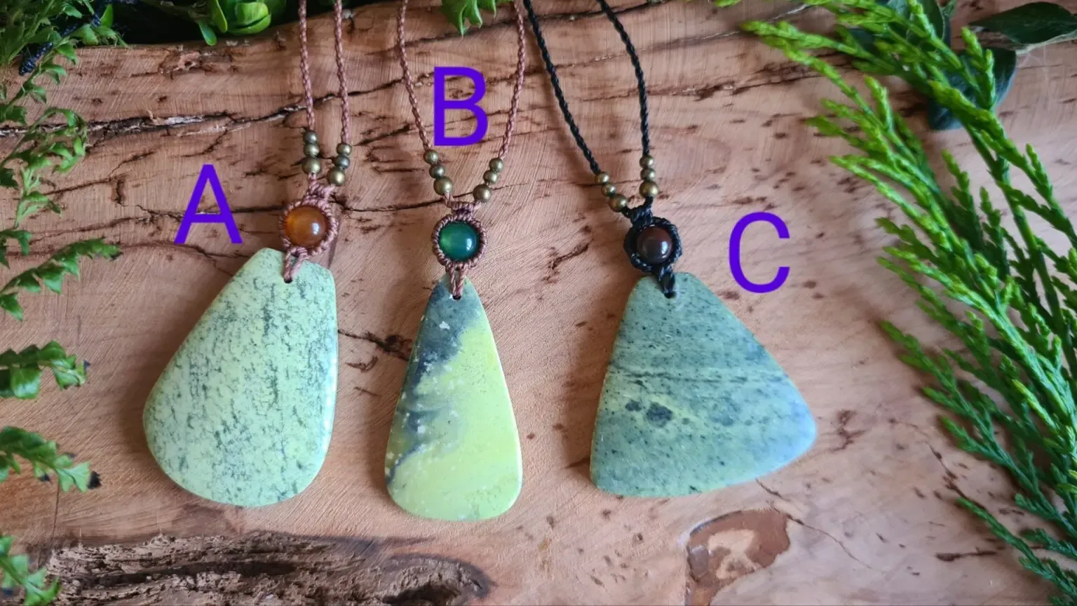 Peruvian Serpentine stone Machu Picchu stone macrame necklace - Image 3