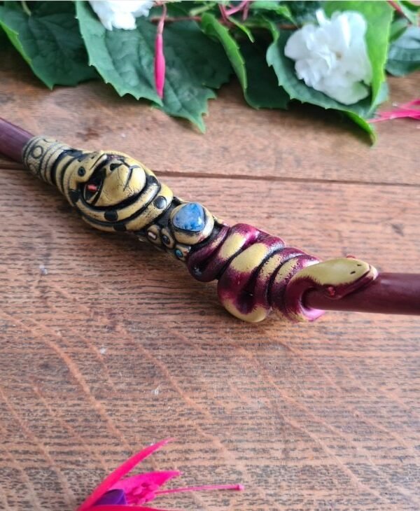 Palo Sangre wood jaguar and serpent duo decorated tepi