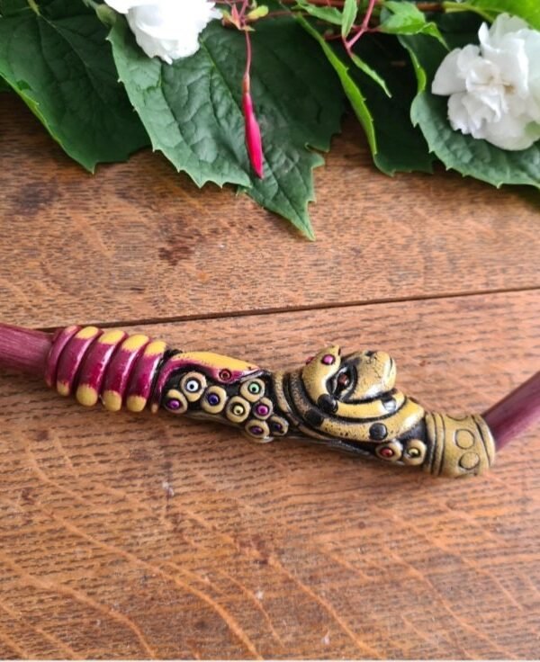 Palo Sangre wood jaguar and serpent duo decorated tepi