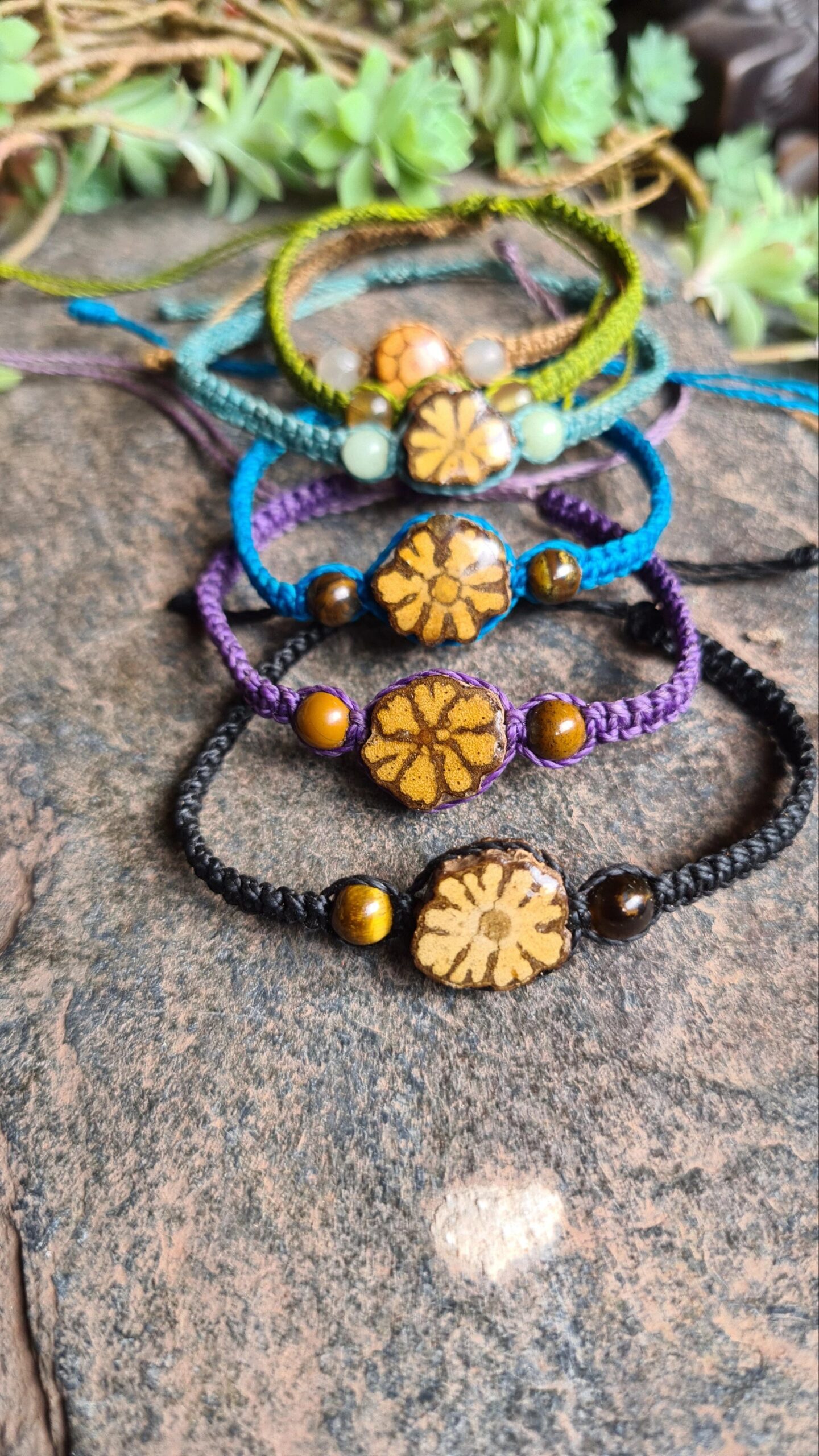 Macrame cord Aya slice bracelet with crystal beads