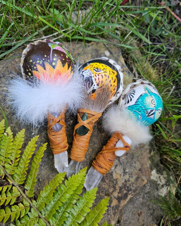 Hand painted Quartz handle rattles