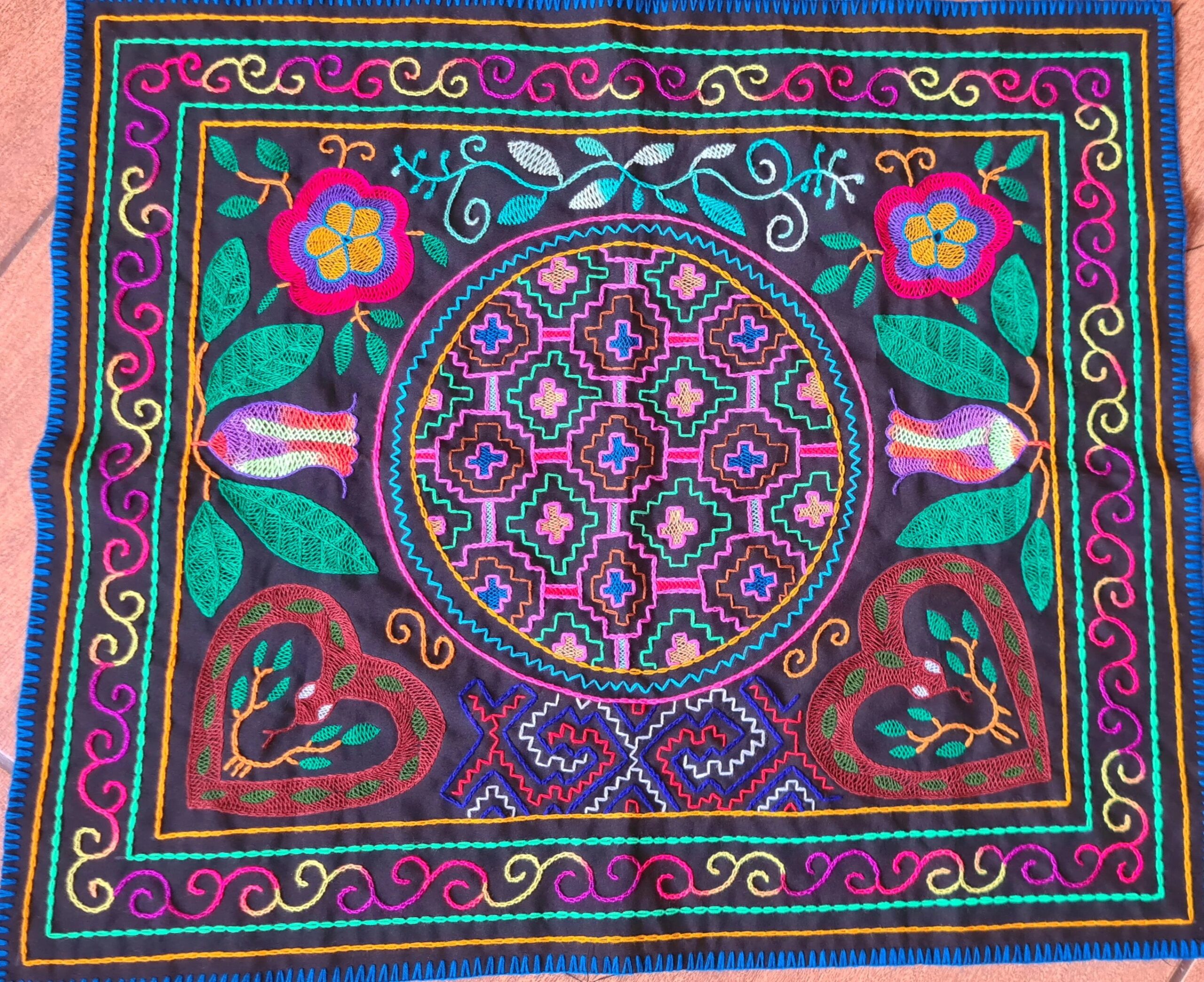 Hand stitched Shipibo cloth