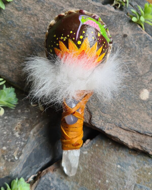 Hand painted Quartz handle rattle