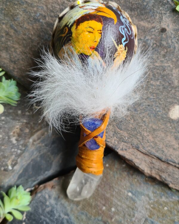 Hand painted Quartz handle rattle