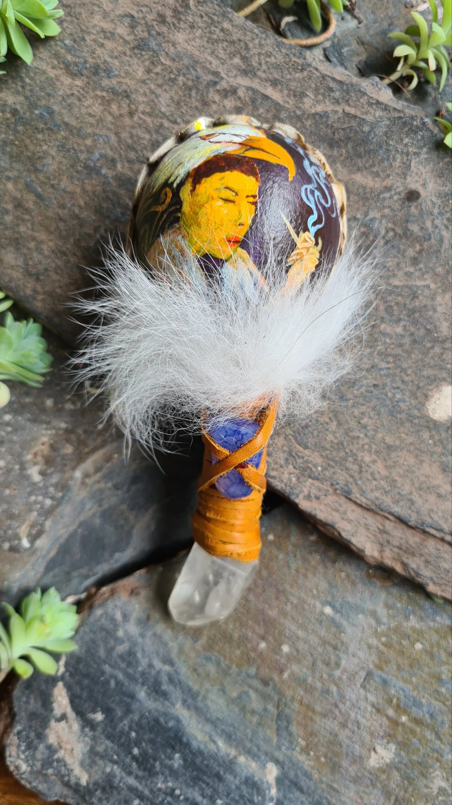 Hand painted Quartz handle rattle