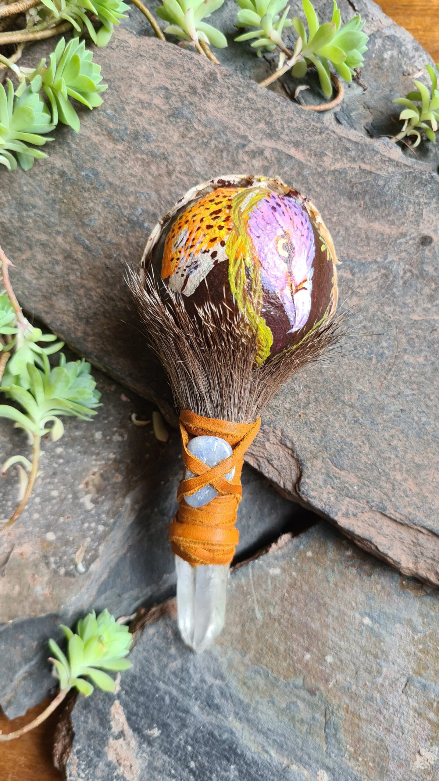 Hand painted Quartz handle rattle