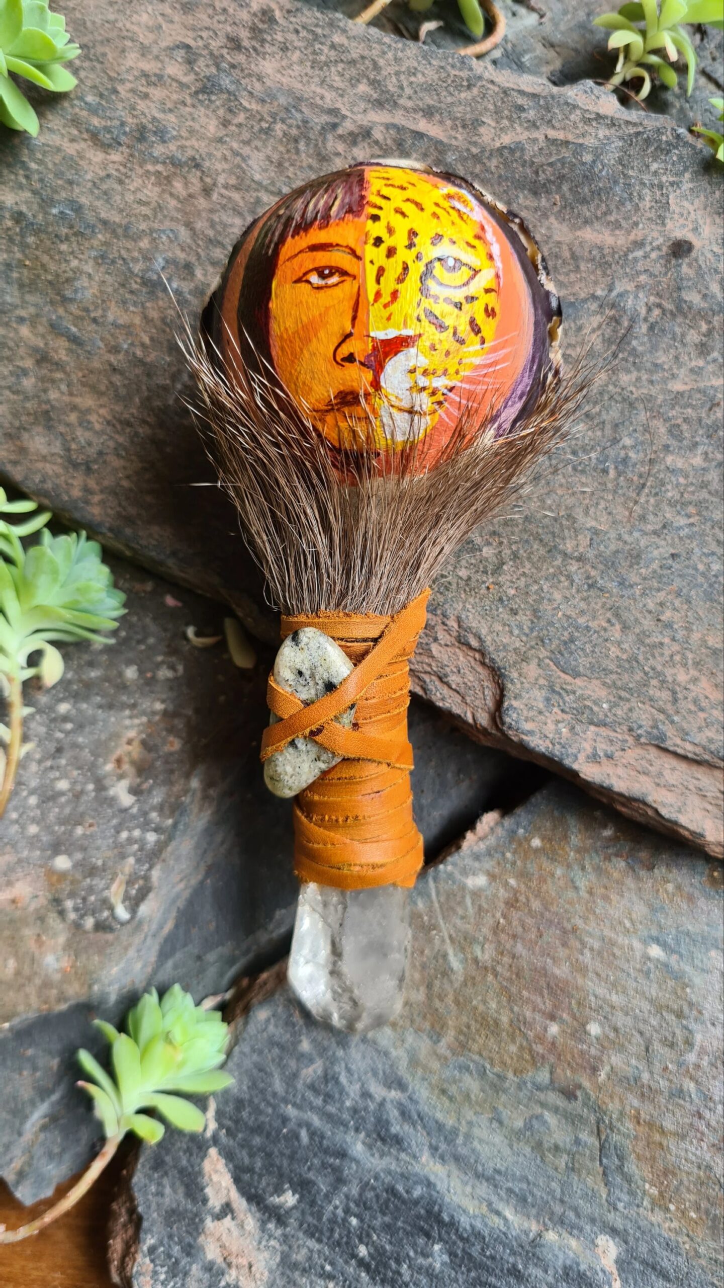 Hand painted Quartz handle rattle