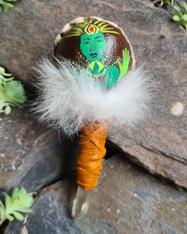 Hand painted Quartz handle rattle