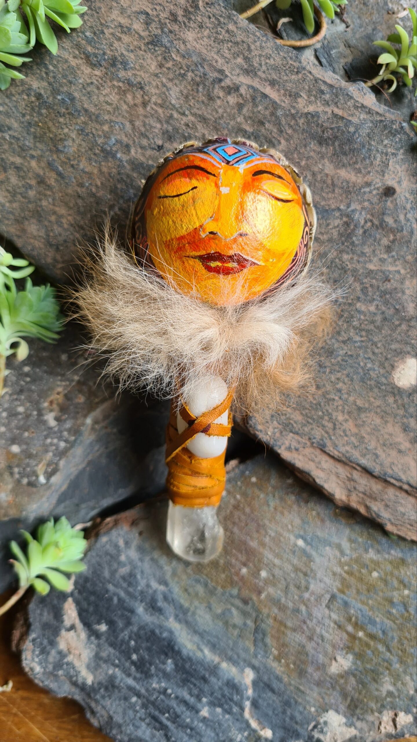 Hand painted Quartz handle rattle