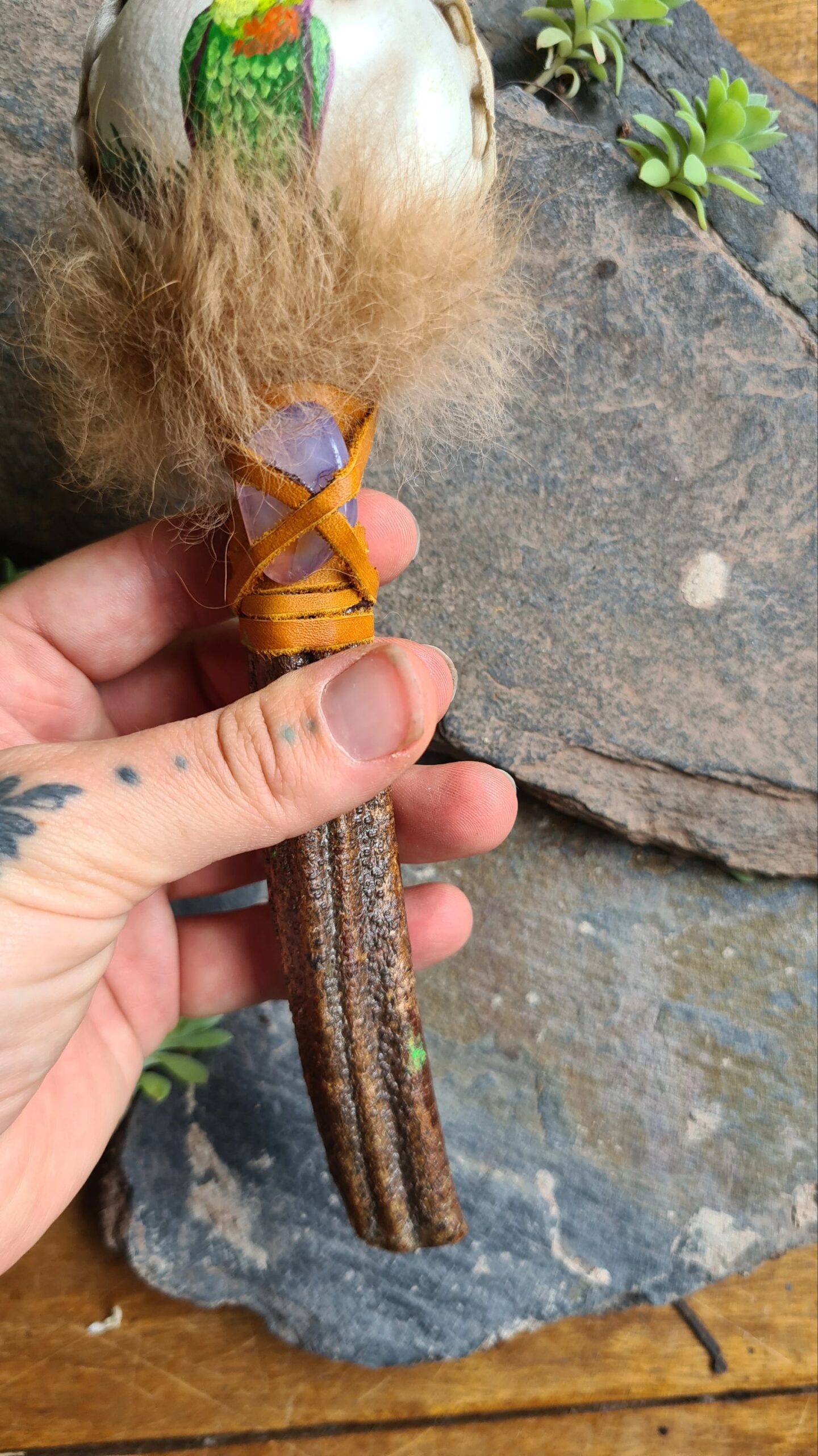 Hand painted Ayahuasca handle rattle - Image 2