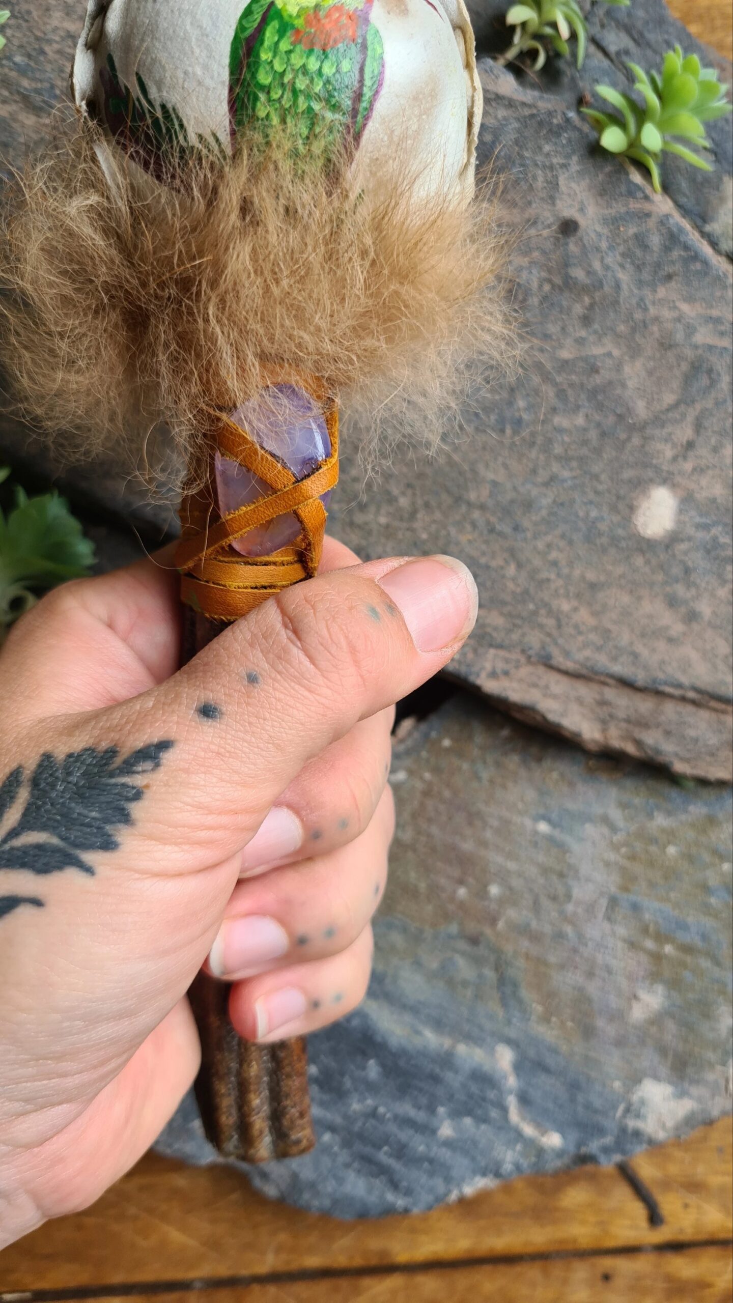 Hand painted Ayahuasca handle rattle - Image 3