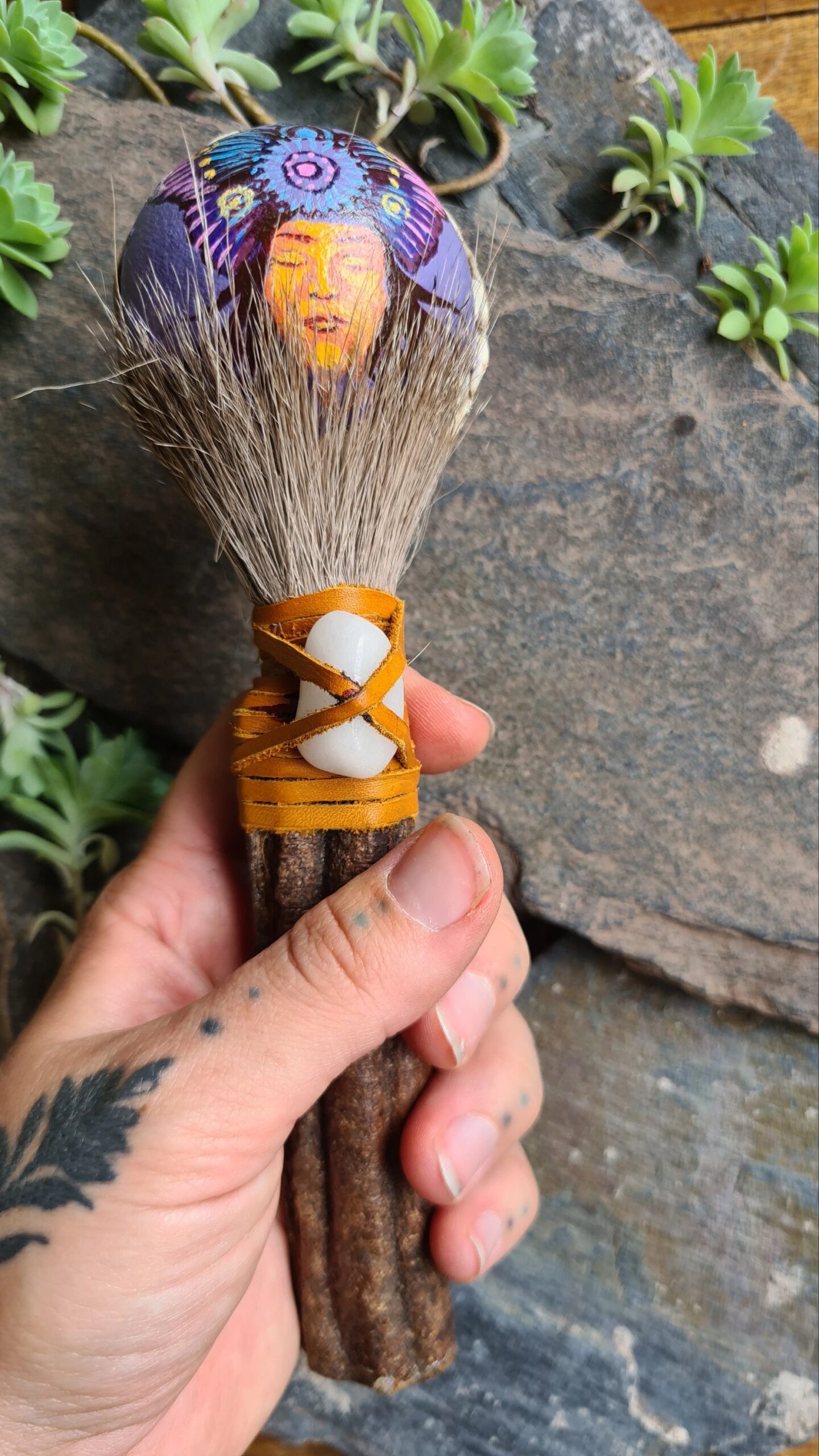 Hand painted Ayahuasca handle rattle - Image 2