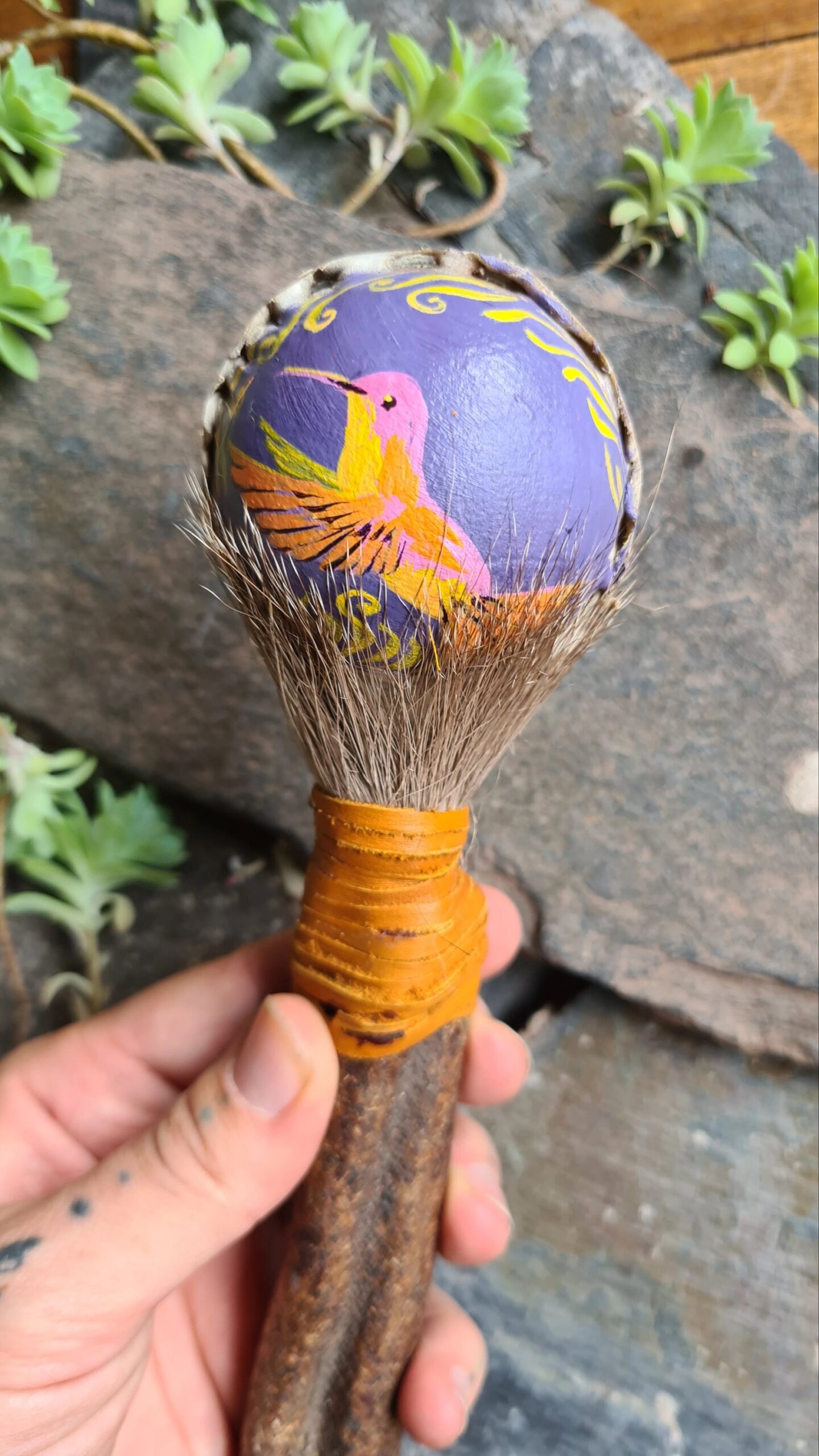 Hand painted Ayahuasca handle rattle - Image 3