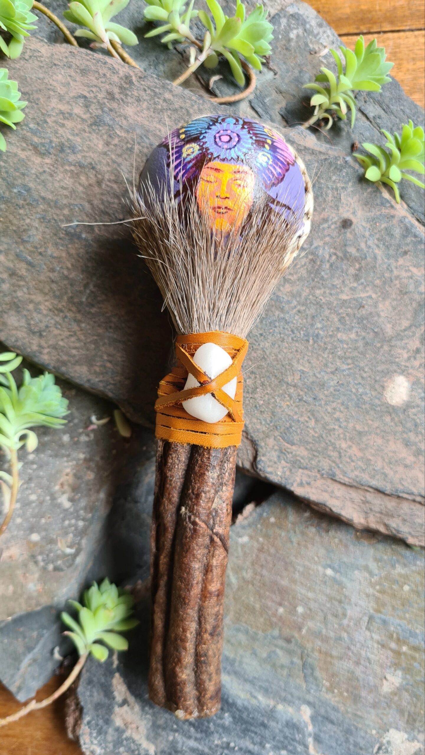 Hand painted Ayahuasca handle rattle