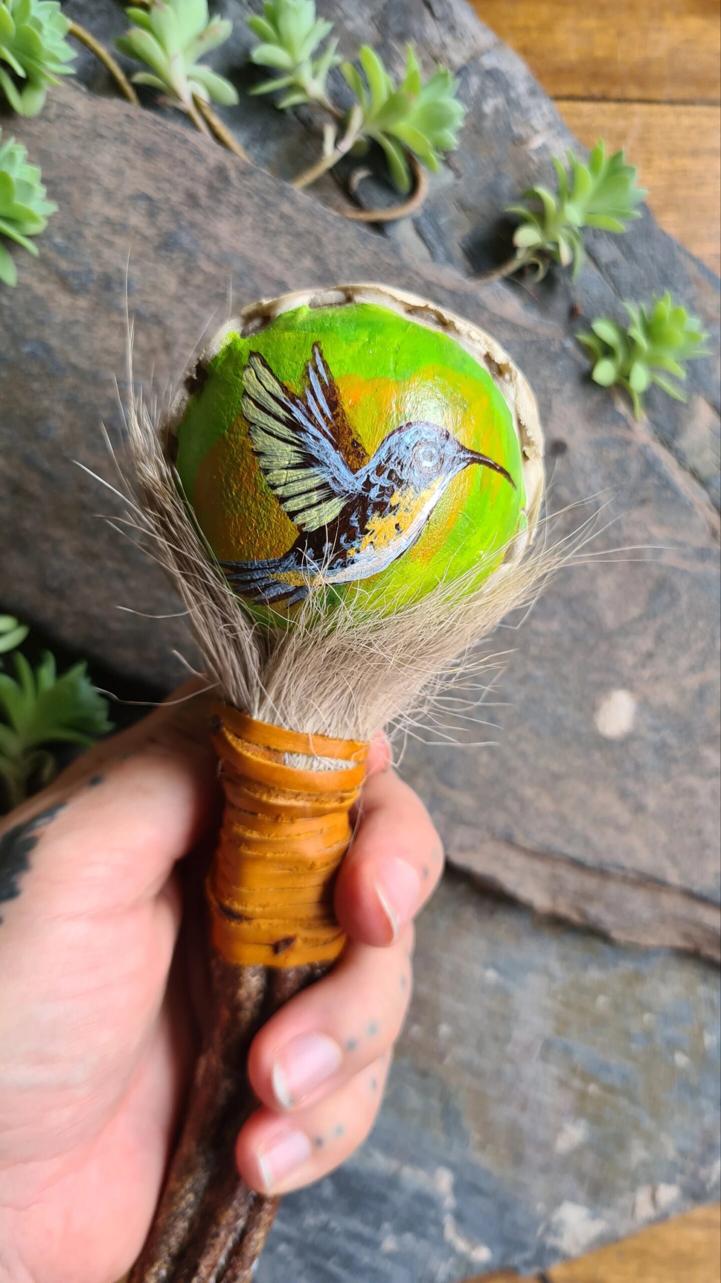 Hand painted Ayahuasca handle rattle - Image 4