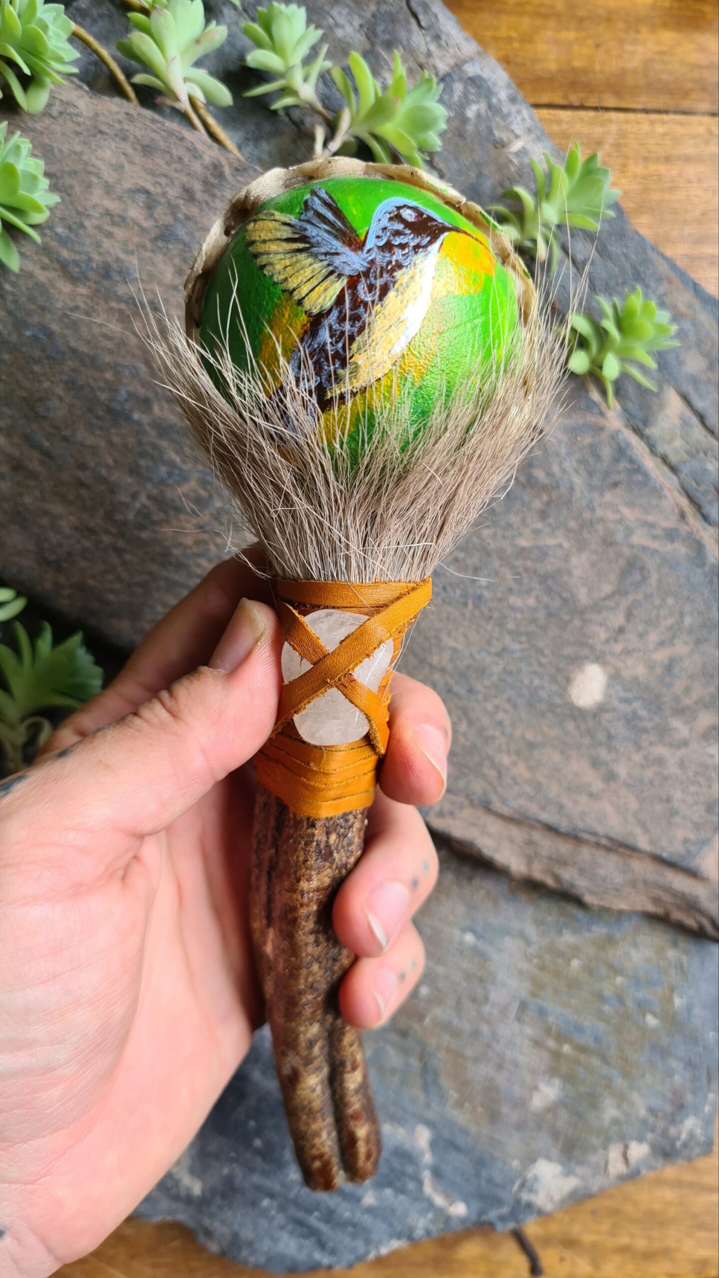 Hand painted Ayahuasca handle rattle - Image 2