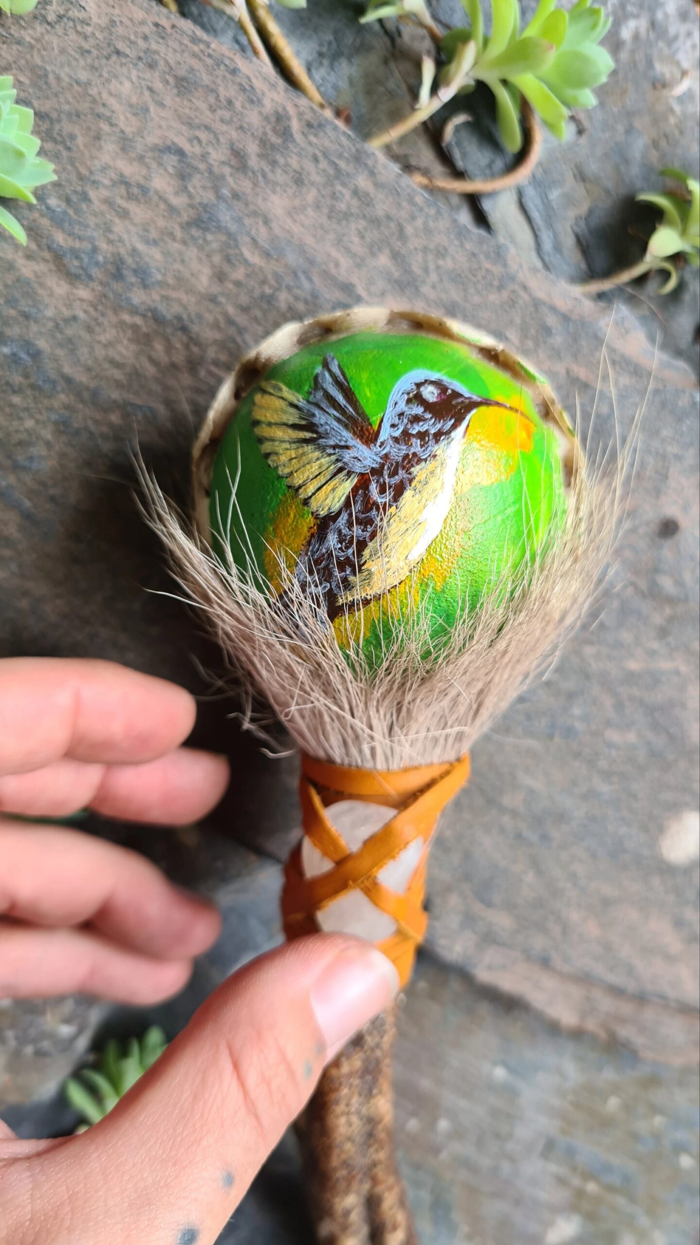 Hand painted Ayahuasca handle rattle - Image 3