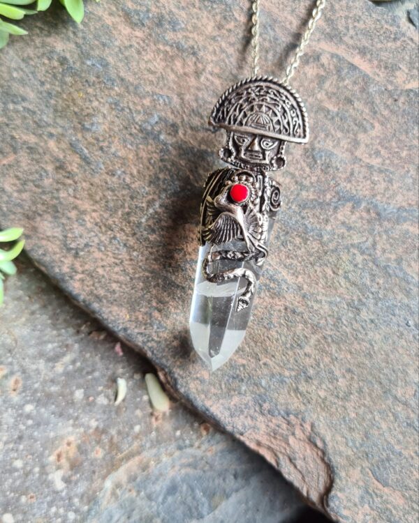 Quartz and Spondylus Tumi Alpaca Silver Inca style necklace