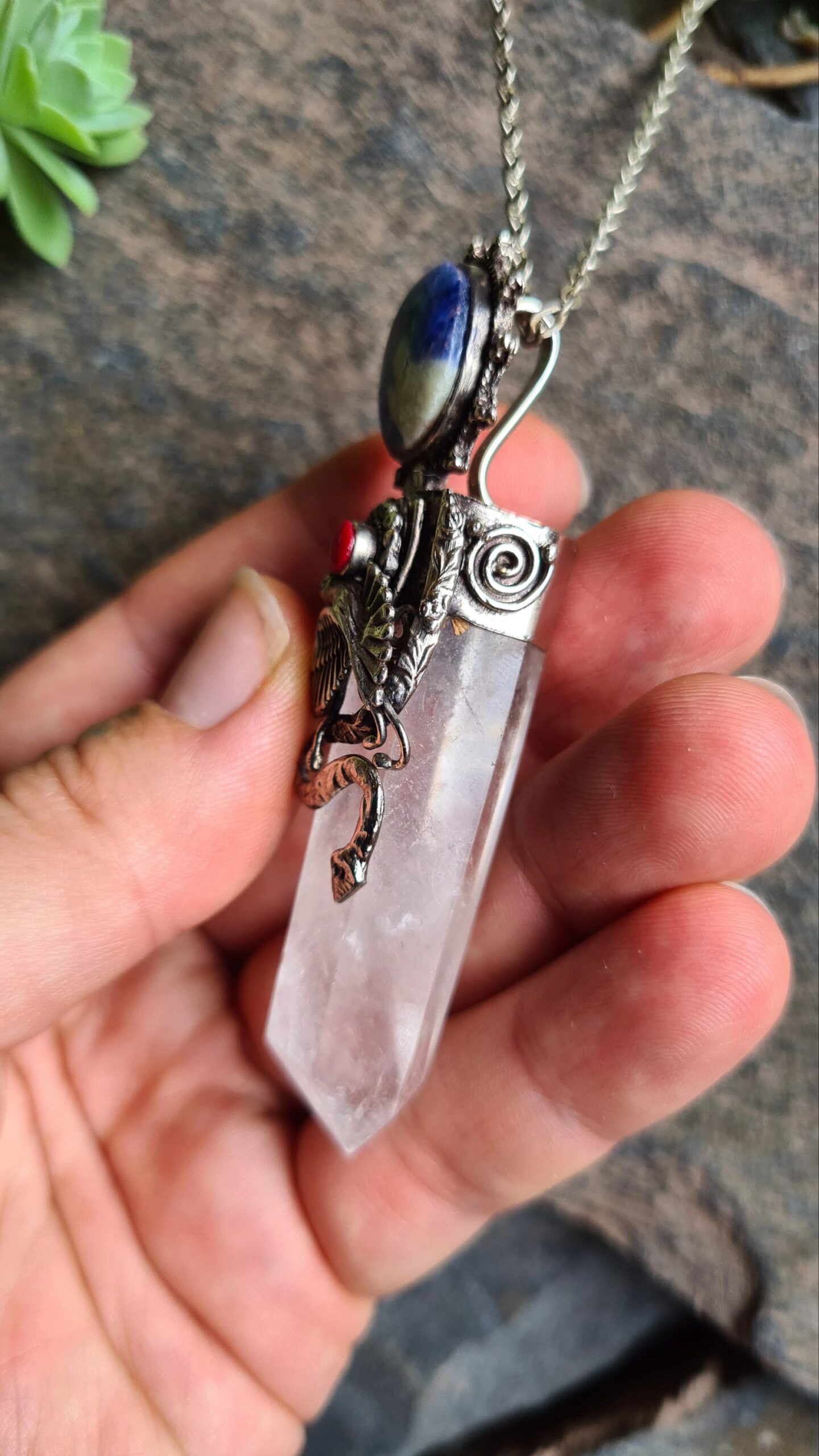 Quartz Sodalite and Spondylus Alpaca Silver Inca style necklace - Image 4