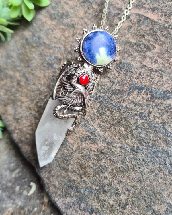 Quartz Sodalite and Spondylus Alpaca Silver Inca style necklace