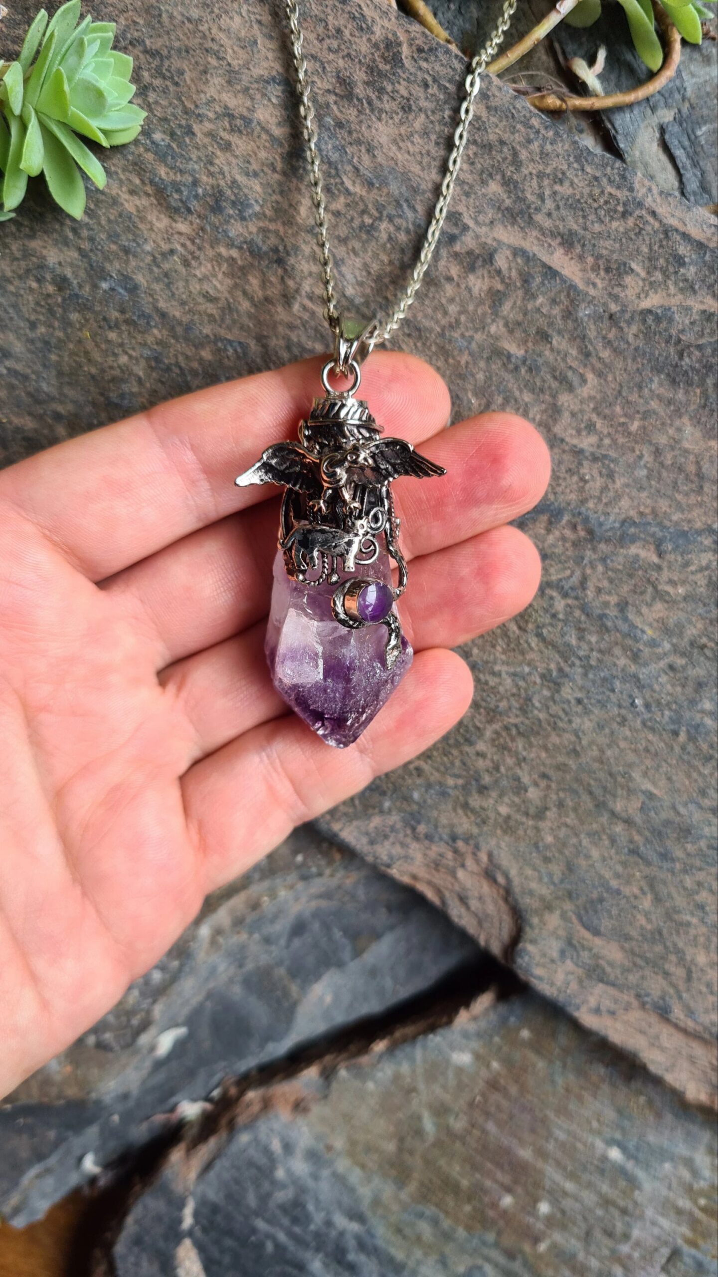 Amethyst Alpaca silver Inca Trilogy necklace - Image 2