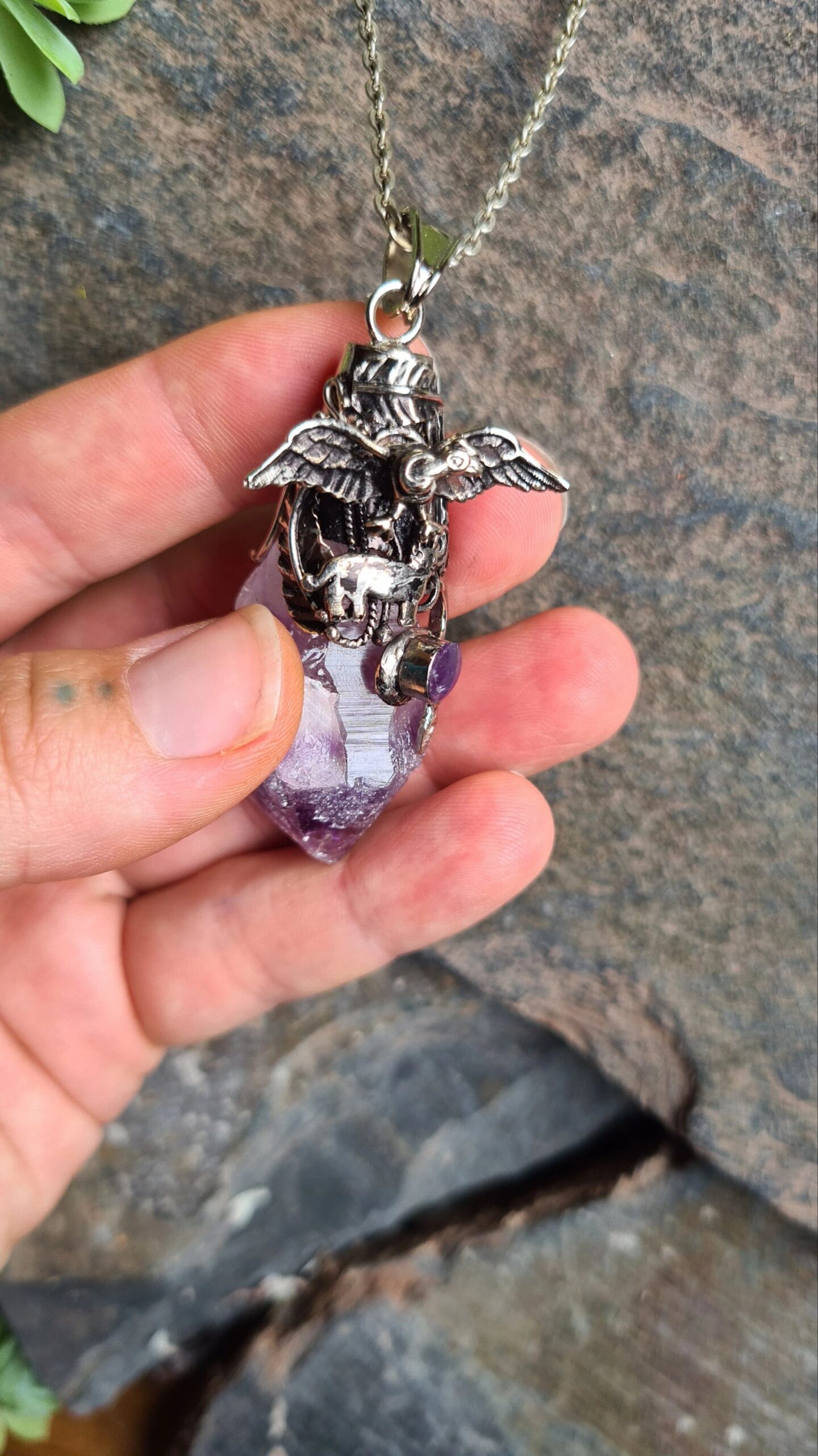 Amethyst Alpaca silver Inca Trilogy necklace - Image 3