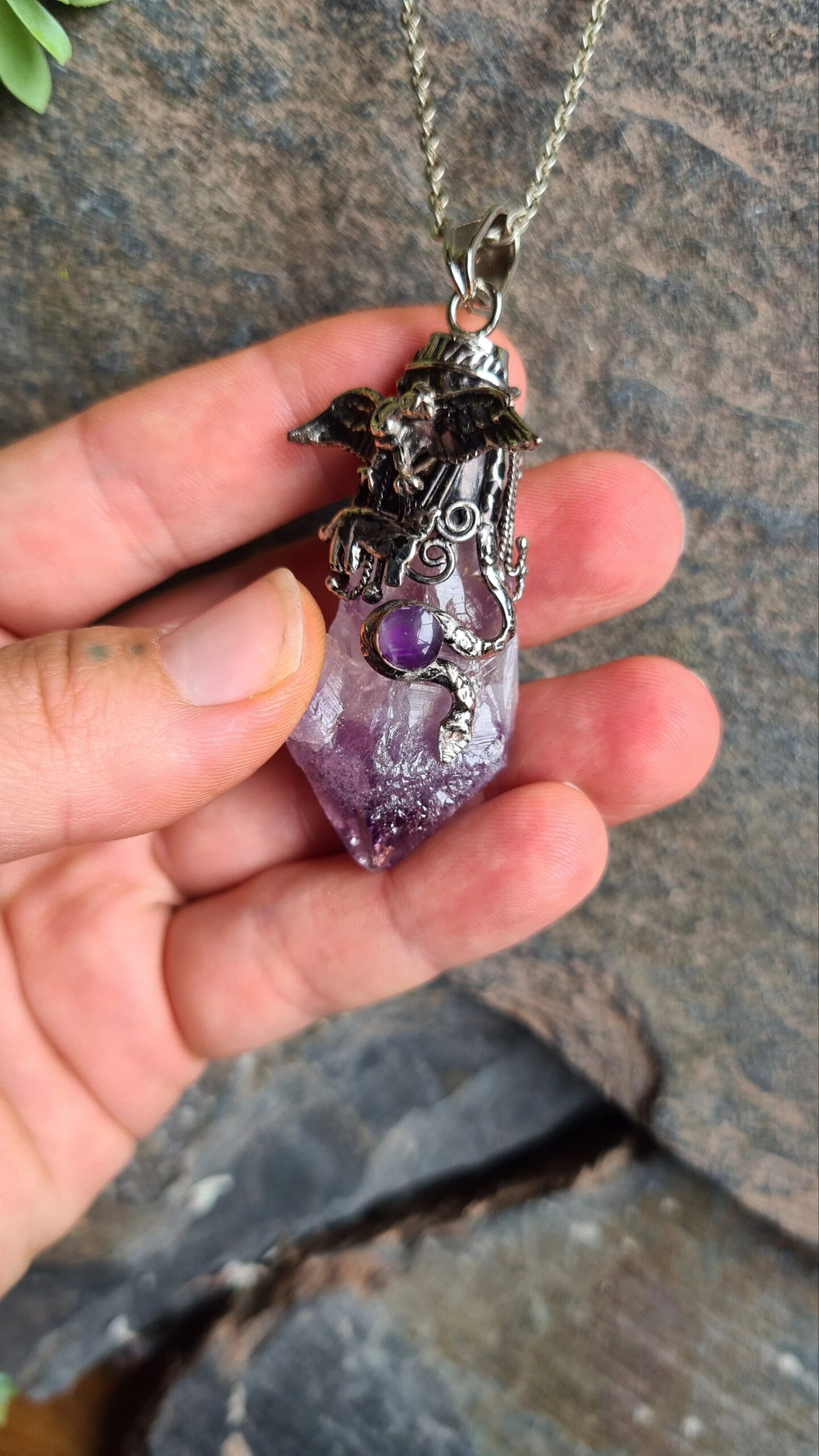 Amethyst Alpaca silver Inca Trilogy necklace - Image 4