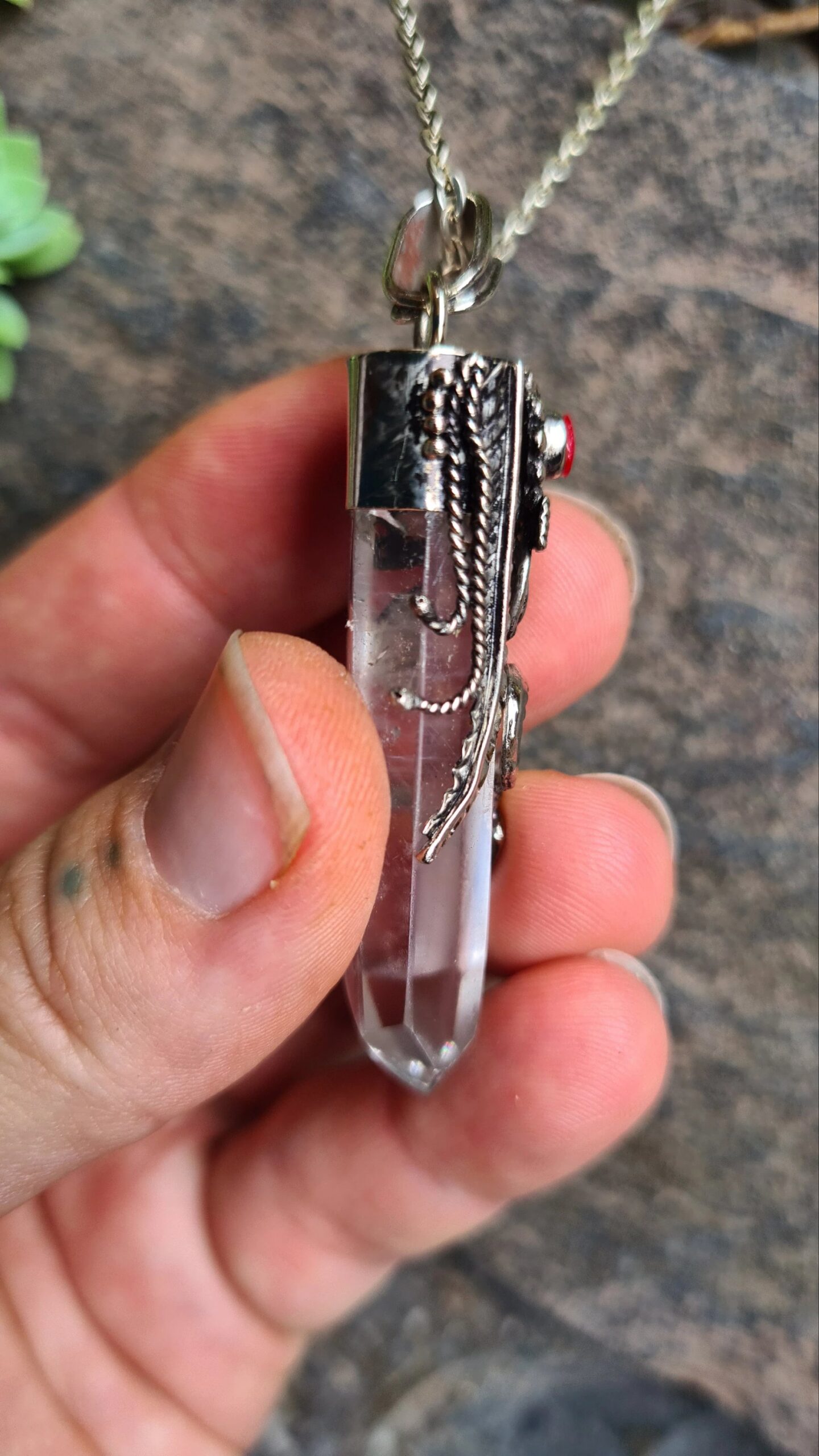 Quartz and Spondylus Alpaca Silver Inca style necklace - Image 2