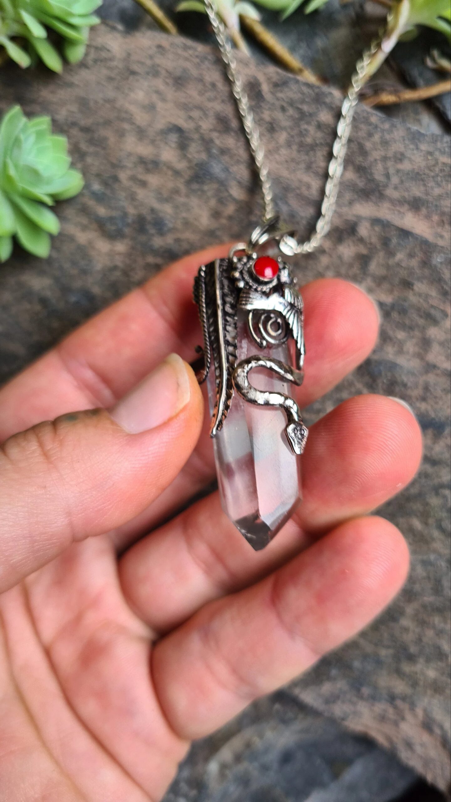 Quartz and Spondylus Alpaca Silver Inca style necklace - Image 5